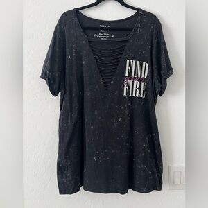 Torrid Black Distressed 'Find Your Fire' Tee
